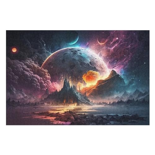 Fantasy Landschaft Puzzles 1000 Teile Erwachsener Kniffel Spaß Für Die Ganze Familie - 1000 Puzzleteilige Motive, Holzpuzzle Kinder Erwachsene, Impossible Puzzle Schwer （75×50cm） von GGJJTT