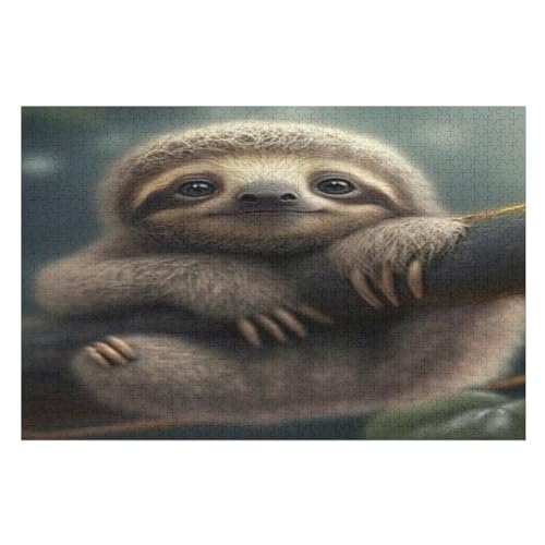 Faultier 1000 Teile Puzzles Für Erwachsene, Impossible Puzzle, Geschicklichkeitsspiel Für Die Ganze Familie, Kinder Holzpuzzle 75×50cm von GGJJTT