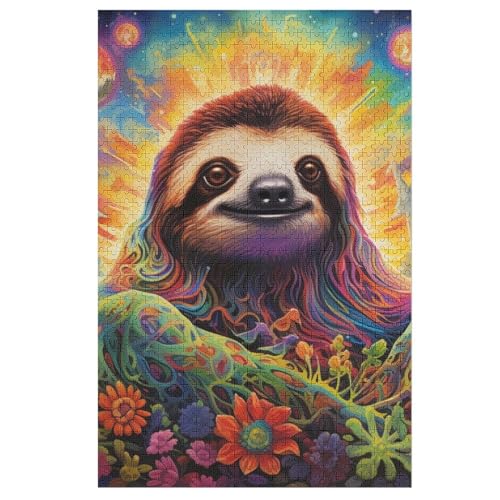 Faultier Puzzle Für Erwachsene 1000 Teile Premium 100% Recyceltes Brett Zum Lernen, Lernspielzeug, Familienspiele Kinder Holzpuzzle （78×53cm） von GGJJTT
