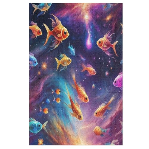 Fisch -Puzzle, 1000 Teile,Holzpuzzle Für Erwachsene Kinder, Lustiges Spielzeug, Denkspiel, Bildungsspiel, 78×53cm von GGJJTT