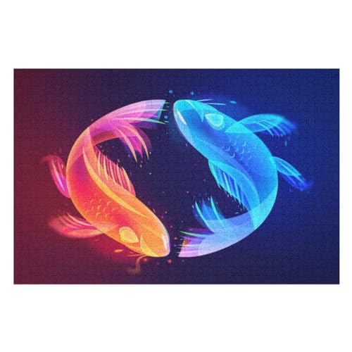 Fisch – Puzzle 1000 Teile, Holzpuzzle, Herausforderndes Geschicklichkeitsspiel Für Die Ganze Familie, Kinder Erwachsenenpuzzle Ab 12 Jahren （75×50cm） von GGJJTT