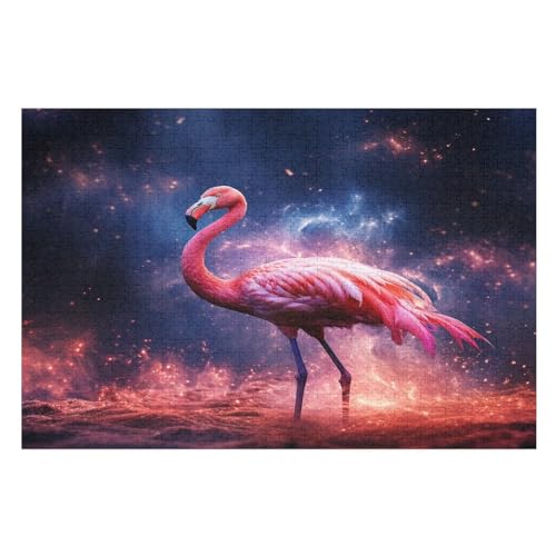 Flamingo -Puzzle, 1000 Teile,Holzpuzzle Für Erwachsene Kinder, Lustiges Spielzeug, Denkspiel, Spielzeug, Bildungsspiel, Herausforderung, Pädagogisch, （75×50cm） von GGJJTT