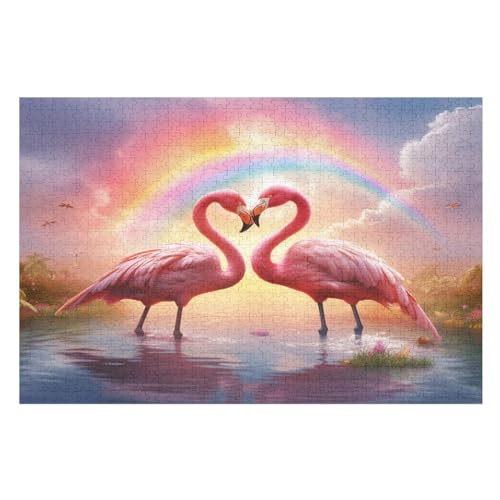Flamingo – Puzzle 1000 Teile, Holzpuzzle, Herausforderndes Geschicklichkeitsspiel Für Die Ganze Familie, Kinder Erwachsenenpuzzle Ab 12 Jahren （75×50cm） von GGJJTT