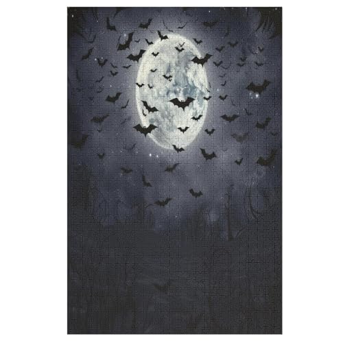 Fledermaus Puzzles 1000 Teile Erwachsener Kniffel Spaß Für Die Ganze Familie, Holzpuzzle Kinder Erwachsene, Impossible Puzzle Schwer （78×53cm） von GGJJTT