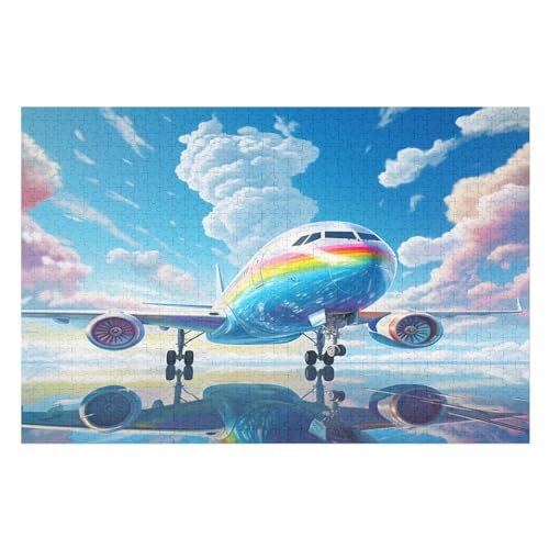 Flugzeug Holzpuzzle 1000 Teile, Knobelspiele Für Erwachsene, Teenager, Puzzles Unmögliche - Kinder Puzzle Zimmer Deko （75×50cm） von GGJJTT