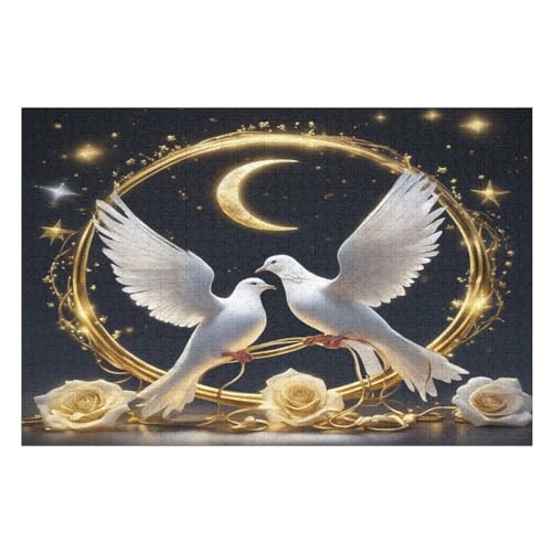 Frieden Taube Puzzle Für Erwachsene 1000 Teile Premium 100% Recyceltes Brett Zum Lernen, Lernspielzeug, Familienspiele Kinder Holzpuzzle （75×50cm） von GGJJTT