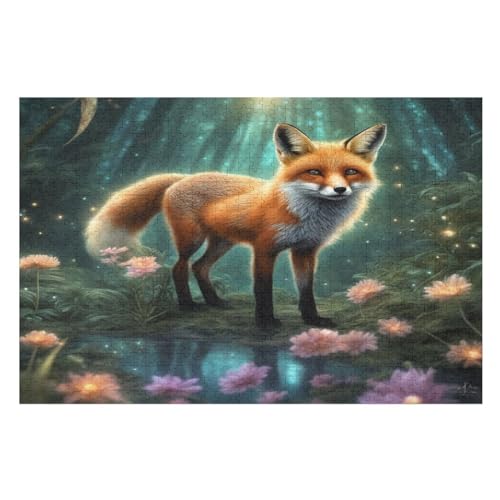 Fuchs Puzzle Für Erwachsene 1000 Teile Premium 100% Recyceltes Brett Zum Lernen, Lernspielzeug, Familienspiele Kinder Holzpuzzle （75×50cm） von GGJJTT