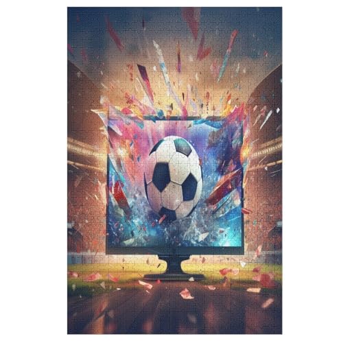 Fußball -Puzzle, 1000 Teile,Holzpuzzle Für Erwachsene Kinder, Lustiges Spielzeug, Denkspiel, Bildungsspiel, 78×53cm von GGJJTT