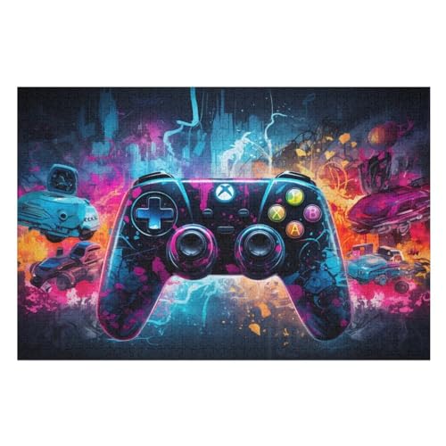 Gamecontroller Puzzles 1000 Teile Erwachsener Kniffel Spaß Für Die Ganze Familie - 1000 Puzzleteilige Motive, Holzpuzzle Kinder Erwachsene, Impossible Puzzle Schwer （75×50cm） von GGJJTT