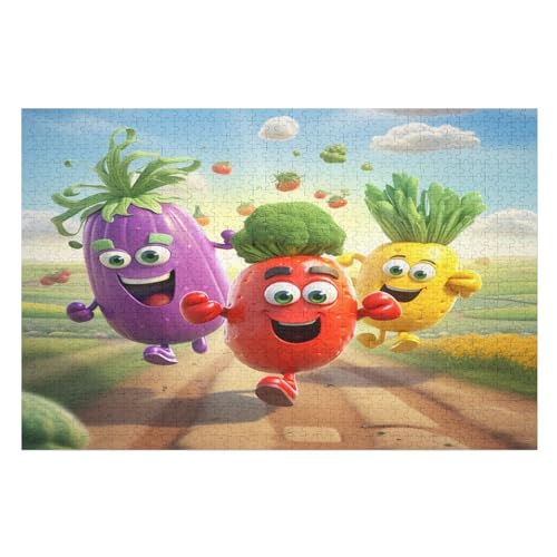 Gemüse Holzpuzzle 1000 Teile, Knobelspiele Für Erwachsene, Teenager, Puzzles Unmögliche - Kinder Puzzle Zimmer Deko （75×50cm） von GGJJTT