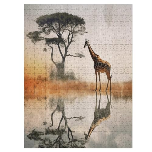 Giraffe 500 Teile Puzzle Für Erwachsene, Herausforderung Puzzles - Familienpuzzle Verringerter Druck Schwieriges Puzzle Rahmen Holzpuzzle Für Erwachsene Kinder 12+ （55×41cm） von GGJJTT