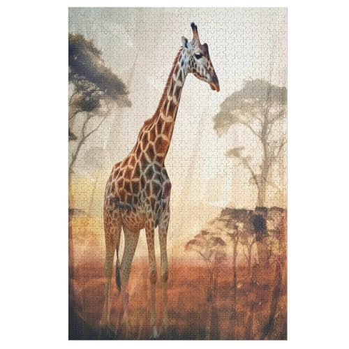 Giraffe -Puzzle, 1000 Teile,Holzpuzzle Für Erwachsene Kinder, Lustiges Spielzeug, Denkspiel, Bildungsspiel, （78×53cm） von GGJJTT