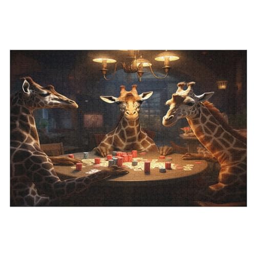 Giraffe -Puzzle, 1000 Teile,Holzpuzzle Für Erwachsene Kinder, Lustiges Spielzeug, Denkspiel, Spielzeug, Bildungsspiel, Herausforderung, Pädagogisch, （75×50cm） von GGJJTT
