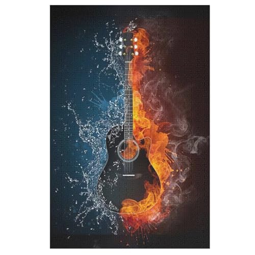 Gitarre -Puzzle, 1000 Teile,Holzpuzzle Für Erwachsene Kinder, Lustiges Spielzeug, Denkspiel, Bildungsspiel, 78×53cm von GGJJTT
