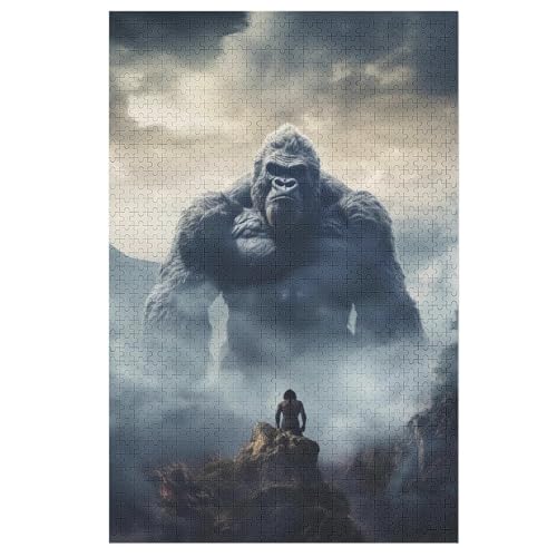 Gorilla -Puzzle, 1000 Teile,Holzpuzzle Für Erwachsene Kinder, Lustiges Spielzeug, Denkspiel, Bildungsspiel, （78×53cm） von GGJJTT
