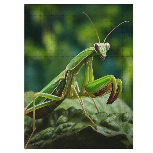 Gottesanbeterin 500 Teile Puzzle Für Erwachsene, Herausforderung Puzzles - Familienpuzzle Verringerter Druck Schwieriges Puzzle Rahmen Holzpuzzle Für Erwachsene Kinder 12+ （55×41cm） von GGJJTT
