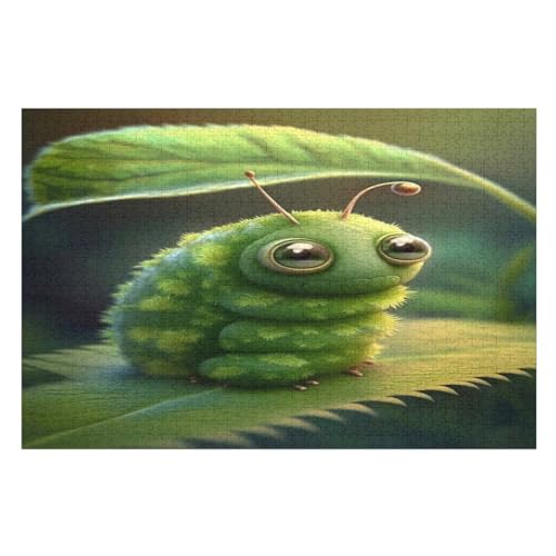 Green Katzeerpillar Puzzle Für Erwachsene 1000 Teile Premium 100% Recyceltes Brett Zum Lernen, Lernspielzeug, Familienspiele Kinder Holzpuzzle （75×50cm） von GGJJTT