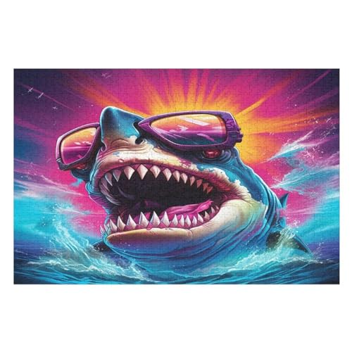 Hai 1000 Teile Puzzles, Wood Craft, Hochwertiges Modernes Puzzle, DIY, Für Erwachsene Und Kinder Ab 12 Jahren, 75×50cm von GGJJTT