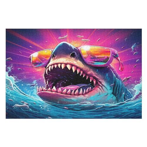 Hai Puzzle Für Erwachsene 1000 Teile Premium 100% Recyceltes Brett Zum Lernen, Lernspielzeug, Familienspiele Kinder Holzpuzzle （75×50cm） von GGJJTT