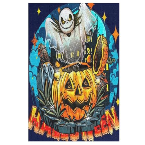 Halloween-Kürbis 1000 Teile Puzzle, Holzpuzzle, Puzzles Für Erwachsene Kinder, 1000 Teile Puzzle Für Jugendliche & Erwachsene Lernspiel Herausforderungsspielzeug （78×53cm） von GGJJTT
