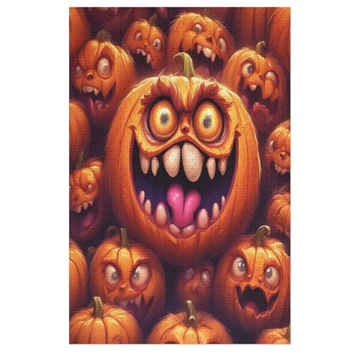 Halloween-Kürbis Holzpuzzle 1000 Stück Puzzles Für Erwachsene Teenager Stress Abbauen Familien-Puzzlespiel Poster 1000-teiliges Puzzle Kinder Lernspiel Spielzeug Geschenk （78×53cm） von GGJJTT