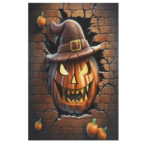 Halloween-Kürbis – Puzzle 1000 Teile, Holzpuzzle, Herausforderndes Geschicklichkeitsspiel Für Die Ganze Familie, Kinder Erwachsenenpuzzle Ab 12 Jahren （78×53cm） von GGJJTT