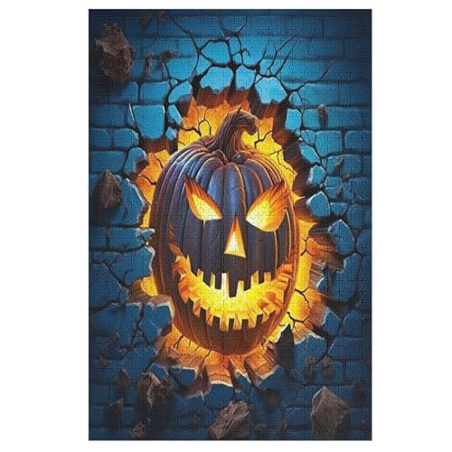 Halloweenkürbis -Puzzle, 1000 Teile,Holzpuzzle Für Erwachsene Kinder, Lustiges Spielzeug, Denkspiel, Bildungsspiel, （78×53cm） von GGJJTT