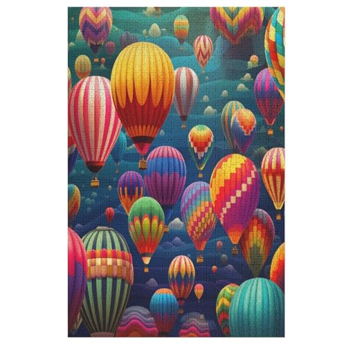 Heißluftballon Holzpuzzle Erwachsene - 1000 Teiliges Jigsaw Knobelspiel - Puzzle Für Erwachsene & Kinder - Outdoor & Reisespielzeug - Geduldspiel （78×53cm） von GGJJTT