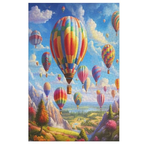 Heißluftballon Puzzle 1000 Teile,Holzpuzzle Herausforderndes GesKükenlichkeitsspiel,Kinder Erwachsenenpuzzle Ab 12 Jahren 78×53cm von GGJJTT