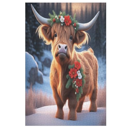 Highland Katzetle Puzzle 1000 Teile, Holzpuzzle Herausforderndes Geschicklichkeitsspiel Für Kinder Erwachsenenpuzzle Ab 12 Jahren （78×53cm） von GGJJTT