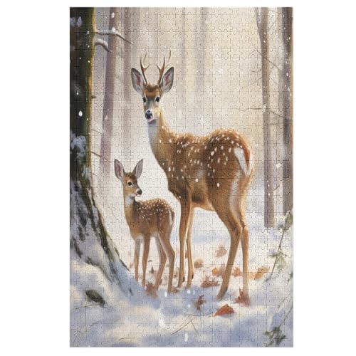 Hirsch Holzpuzzle 1000 Teile Klassische Puzzles Erwachsene Kinder Puzzle DIY Kit Holzspielzeug Einzigartiges Geschenk （78×53cm） von GGJJTT