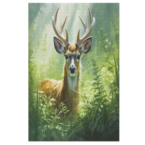 Hirsch Puzzles 1000 Teile Erwachsener Kniffel Spaß Für Die Ganze Familie, Holzpuzzle Kinder Erwachsene, Impossible Puzzle Schwer （78×53cm） von GGJJTT