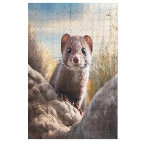 Holzpuzzle 1000 Teile, Nerz Puzzles Erwachsene Und Kinder, Am Besten Für Die Familienspielsammlung （78×53cm） von GGJJTT