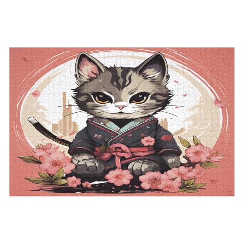 Holzpuzzle 1000 Teile, Samurai Katze Puzzles Erwachsene Und Kinder, Am Besten Für Die Familienspielsammlung 75×50cm Holzpuzzle 1000 Teile, Samurai Katze Puzzles Erwachsene Und Kinder, Am Besten Für Die Familienspielsammlung 75×50cm von GGJJTT