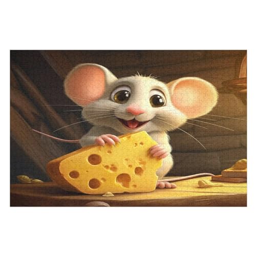 Holzpuzzle Animal Maus Puzzle 1000 Teile Erwachsene Klassische Pädagogisches Spielzeug Kinder Lernspiel Herausforderndes Puzzles Raumdekoration Detailreiches Geschenk （75×50cm） von GGJJTT