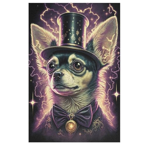 Holzpuzzle Chihuahua Hund Puzzle 1000 Teile Erwachsene Klassische Pädagogisches Spielzeug Kinder Lernspiel Herausforderndes Puzzles Raumdekoration Detailreiches Geschenk （78×53cm） von GGJJTT
