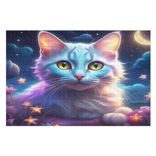 Holzpuzzle Cute Katze Puzzle 1000 Teile Erwachsene Klassische Pädagogisches Spielzeug Kinder Lernspiel Herausforderndes Puzzles Raumdekoration Detailreiches Geschenk （75×50cm） von GGJJTT