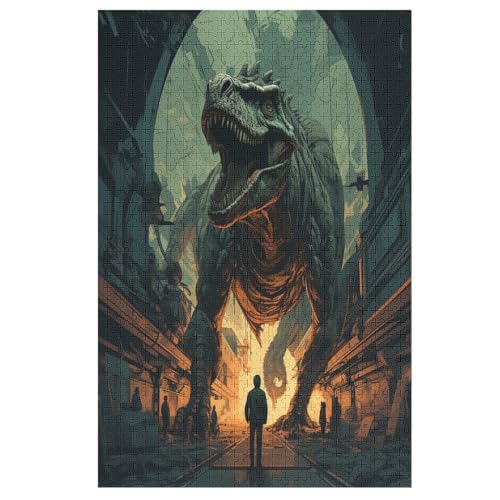 Holzpuzzle Dinosaurier Puzzle 1000 Teile Erwachsene Klassische Pädagogisches Spielzeug Kinder Lernspiel Herausforderndes Puzzles Raumdekoration Detailreiches Geschenk （78×53cm） von GGJJTT
