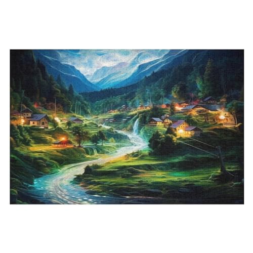 Holzpuzzle Dörfer Puzzle 1000 Teile Erwachsene Klassische Pädagogisches Spielzeug Kinder Lernspiel Herausforderndes Puzzles 75×50cm von GGJJTT