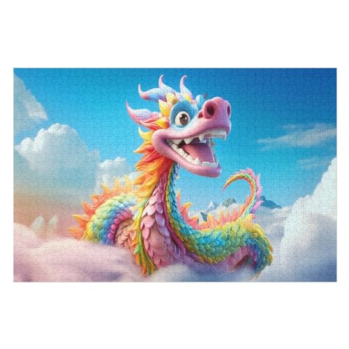 Holzpuzzle Drache Puzzle 1000 Teile Erwachsene Klassische Pädagogisches Spielzeug Kinder Lernspiel Herausforderndes Puzzles 75×50cm von GGJJTT