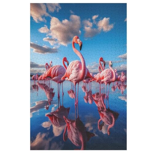 Holzpuzzle Flamingo Puzzle 1000 Teile Erwachsene Klassische Pädagogisches Spielzeug Kinder Lernspiel Herausforderndes Puzzles （78×53cm） von GGJJTT