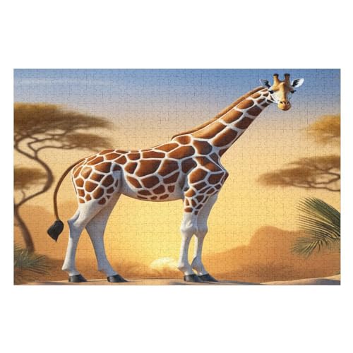 Holzpuzzle Giraffe Puzzle 1000 Teile Erwachsene Klassische Pädagogisches Spielzeug Kinder Lernspiel Herausforderndes Puzzles 75×50cm von GGJJTT