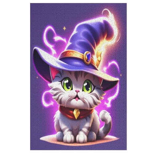 Holzpuzzle Halloween Katze Puzzle 1000 Teile Erwachsene Klassische Pädagogisches Spielzeug Kinder Lernspiel Herausforderndes Puzzles （78×53cm） von GGJJTT