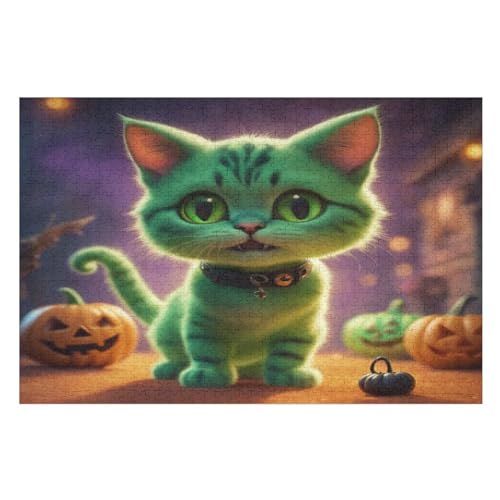 Holzpuzzle Halloween Katze Puzzle 1000 Teile Erwachsene Klassische Pädagogisches Spielzeug Kinder Lernspiel Herausforderndes Puzzles 75×50cm Holzpuzzle Halloween Katze Puzzle 1000 Teile Erwachsene Klassische Pädagogisches Spielzeug Kinder Lernspiel Herausforderndes Puzzles 75×50cm von GGJJTT