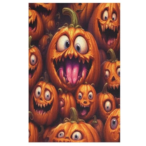 Holzpuzzle Halloween-Kürbis Puzzle 1000 Teile Erwachsene Klassische Pädagogisches Spielzeug Kinder Lernspiel Herausforderndes Puzzles Raumdekoration Detailreiches Geschenk （78×53cm） von GGJJTT