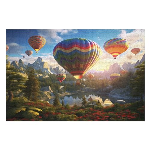 Holzpuzzle Heißluftballon Puzzle 1000 Teile Erwachsene Klassische Pädagogisches Spielzeug Kinder Lernspiel Herausforderndes Puzzles 75×50cm von GGJJTT