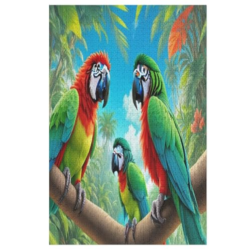Holzpuzzle Papagei Puzzle 1000 Teile Erwachsene Klassische Pädagogisches Spielzeug Kinder Lernspiel Herausforderndes Puzzles （78×53cm） von GGJJTT
