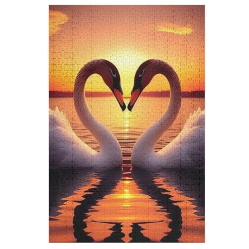 Holzpuzzle Schwan Puzzle 1000 Teile Erwachsene Klassische Pädagogisches Spielzeug Kinder Lernspiel Herausforderndes Puzzles （78×53cm） von GGJJTT