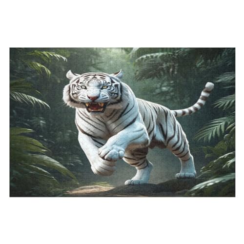Holzpuzzle Tiger Puzzle 1000 Teile Erwachsene Klassische Pädagogisches Spielzeug Kinder Lernspiel Herausforderndes Puzzles Raumdekoration Detailreiches Geschenk （75×50cm） von GGJJTT