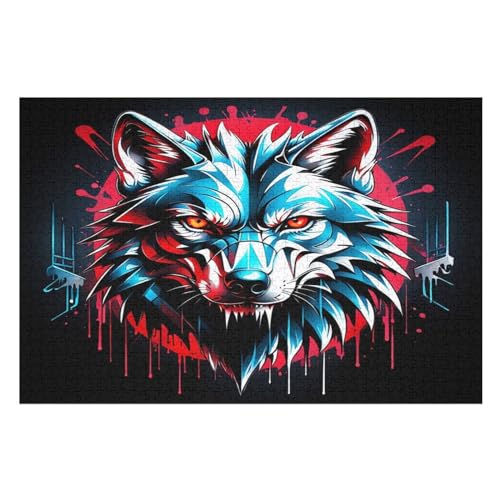 Holzpuzzle Wolf Puzzle 1000 Teile Erwachsene Klassische Pädagogisches Spielzeug Kinder Lernspiel Herausforderndes Puzzles 75×50cm von GGJJTT